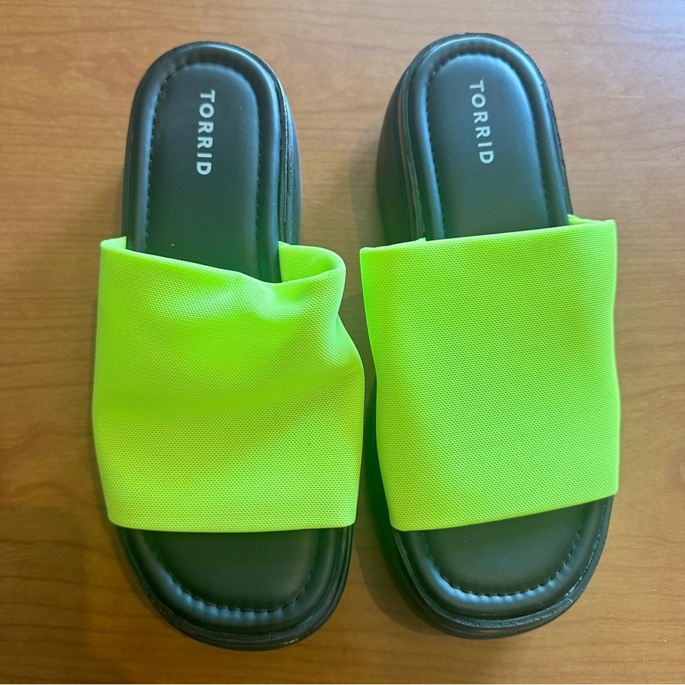 Highlighter Neon Yellow Chunky Torrid Slide Sandal